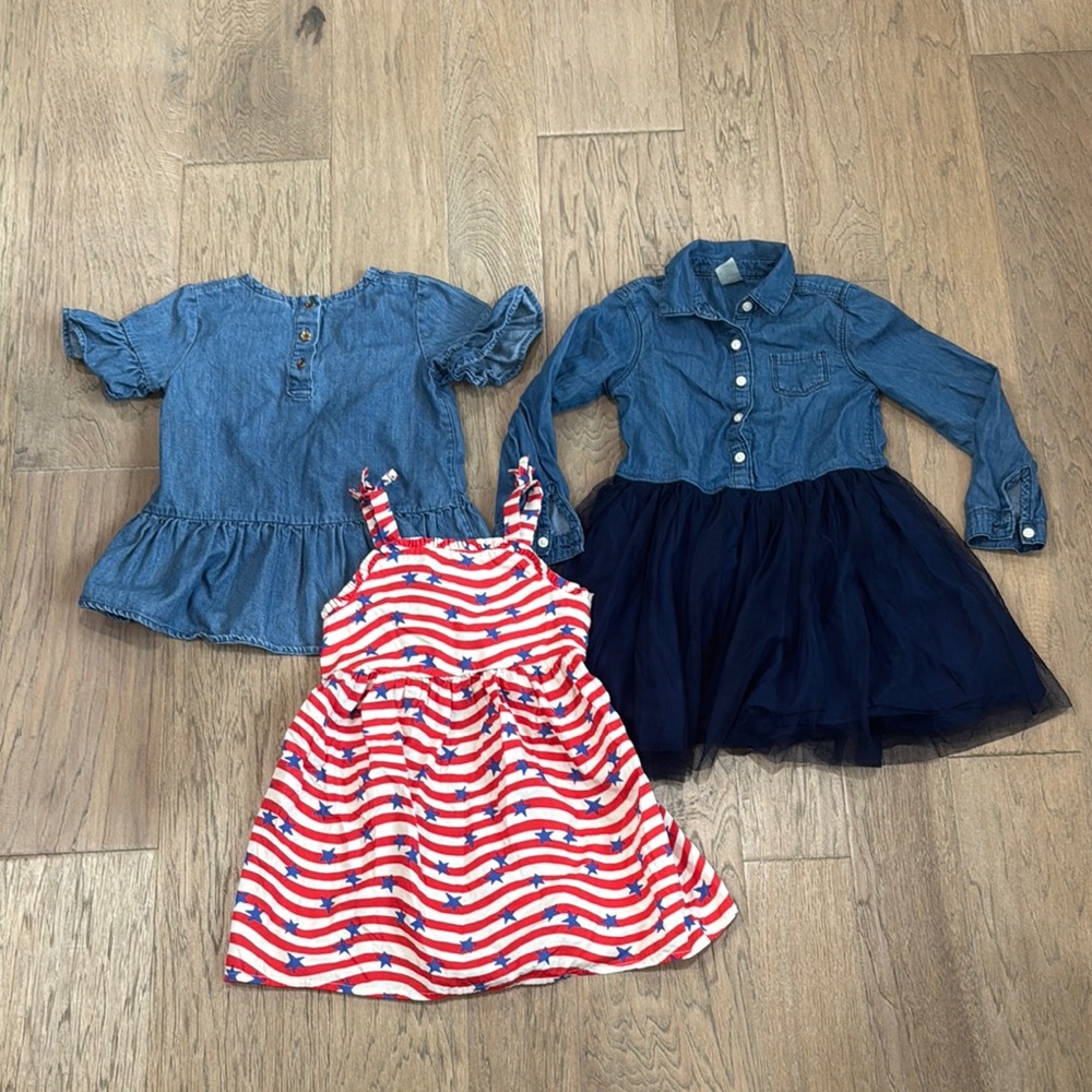Stylish Kids Denim and Striped Dress Set Size 4T